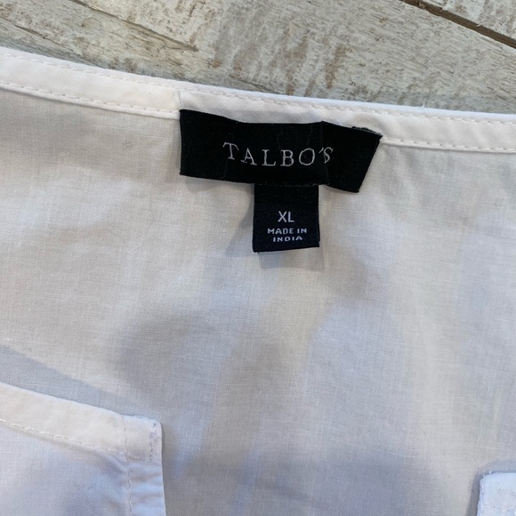 Talbots white cotton popover blouse floral embroidery appliqué coastal beach XL - Picture 10 of 11